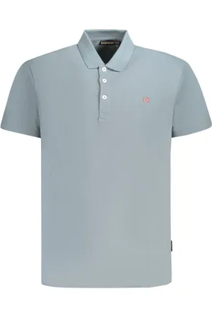 Napapijri Tops, Heren, Grijs, S, Katoen, Geborduurd katoenen poloshirt