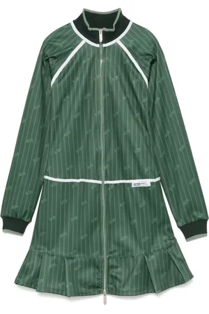 GCDS Kleedjes, Dames, Groen, M, Polyester, Smaragdgroene Ruffle Hem Jurk