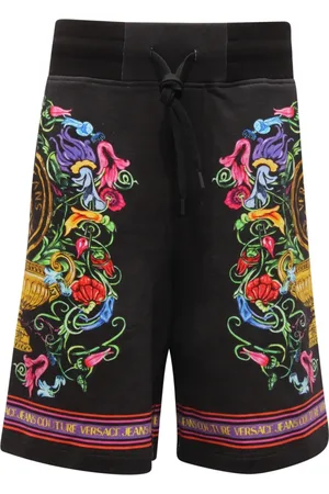 VERSACE Korte broeken, Heren, Zwart, S, Panel Garden Bermuda Shorts Couture