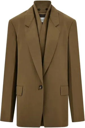Salvatore Ferragamo Jassen, Dames, Bruin, S, Bruine jas met klepzakken en achterventielen