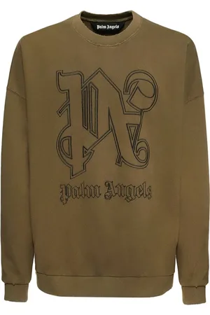 Palm Angels Sweatshirts & Hoodies, Heren, Bruin, L, Katoen, Bruine Sweater Lange Mouw Biologisch Katoen