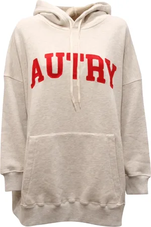 Autry Sweatshirts & Hoodies, Dames, Grijs, L, Katoen, Katoenen Hoodie Sweatshirt Melange