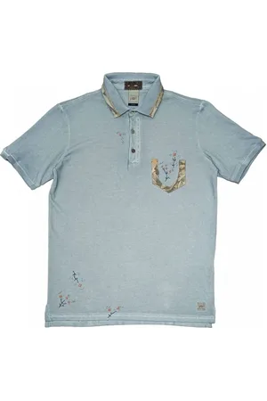 BOB der Bär Tops, Heren, Blauw, L, Katoen, Blauw geborduurd poloshirt met korte mouwen