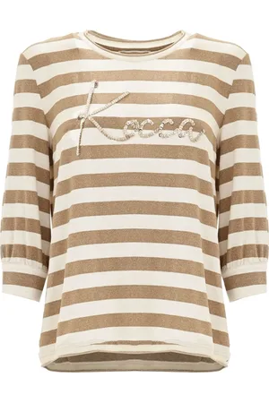 Kocca Tops, Dames, Veelkleurig, M, Pailletten, Gestreepte Paillettenblouse