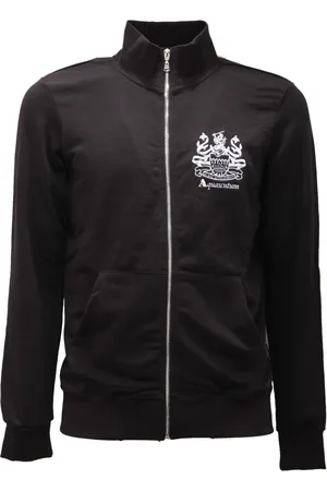 Aquascutum Sweatshirts & Hoodies, Heren, Zwart, M, Katoen, Katoenen sweatshirt met volledige rits