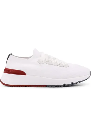 Brunello Cucinelli Schoenen, Heren, Wit, 43 EU, Katoen, Witte Sneakers met Rubberen Logodetail