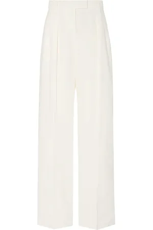 The Row Broeken, Dames, Wit, S, Linnen, Witte Linnen Hoge Taille Broek