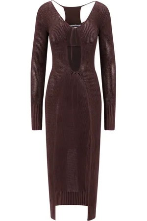 ANDREA ADAMO Kleedjes, Dames, Bruin, S, Polyester, Knitted Kleedjes