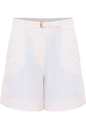 Kocca Korte broeken, Dames, Wit, XL, Elegante High-Waisted Shorts met Riem