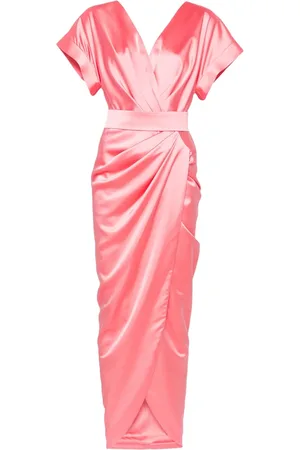 RHEA COSTA Kleedjes, Dames, Roze, M, Blush V-hals Gedrapeerde Jurk