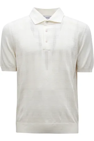 LARDINI Tops, Heren, Wit, S, Gebreid Overhemd Made in Italy