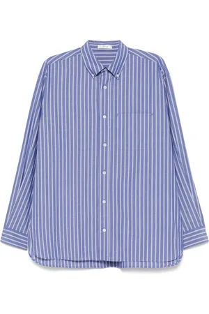 The Row Overhemden, Heren, Paars, L, Katoen, Indigo Blauwe Button-Up Overhemd