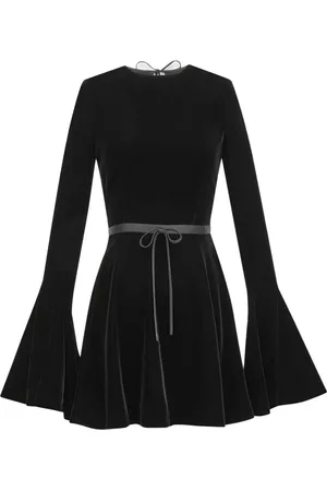 Saint Laurent Kleedjes, Dames, Zwart, M, Satijn, Viscose jurk met open rug en uitlopende manchet
