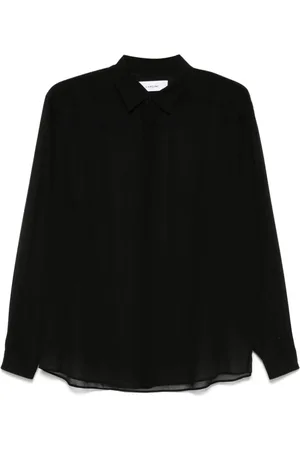 LARDINI Overhemden, Heren, Zwart, L, Zwarte klassieke kraag overhemd met lange mouwen