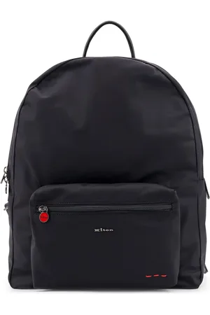 Kiton Tassen, Heren, Zwart, ONE Size, Nylon, Zwarte tassen met leren handvat