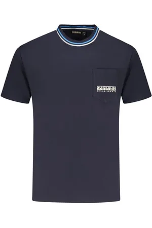 Napapijri Tops, Heren, Blauw, M, Katoen, Blauw Katoenen T-shirt met Borduurwerk