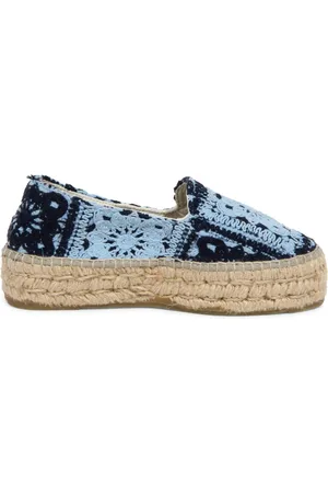 MANEBI Schoenen, Dames, Blauw, 35 EU, Gehaakte Loafer Dubbele Zool Yucatan-Indigo