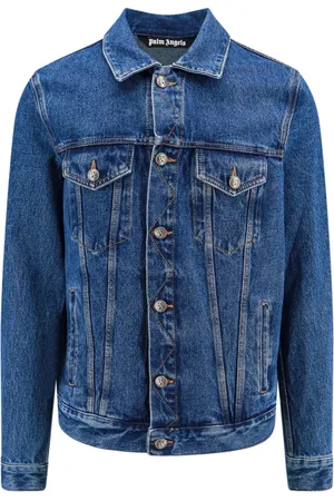 Palm Angels Jassen, Heren, Blauw, L, Katoen, Blauwe Jassen met Metalen Logoknoppen