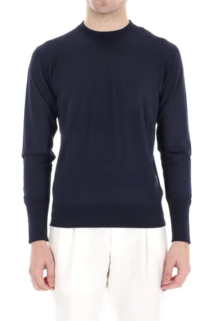 ELEVENTY Truien, Heren, Blauw, L, Wol, Blauwe Merinowollen Trui