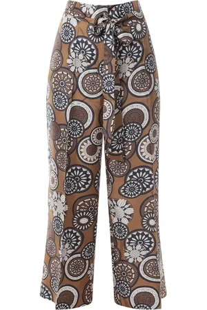 Max Mara Broeken, Dames, Veelkleurig, S, Gele zijden broek met elastische inzet