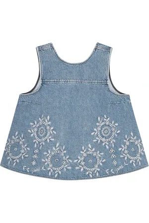 Ganni Tops, Dames, Blauw, XL, Denim, Denim Broderie Anglaise Top