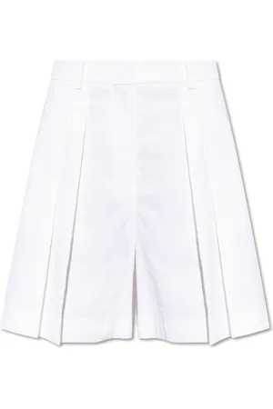 THEORY Korte broeken, Dames, Wit, S, Katoen, Geplooide shorts