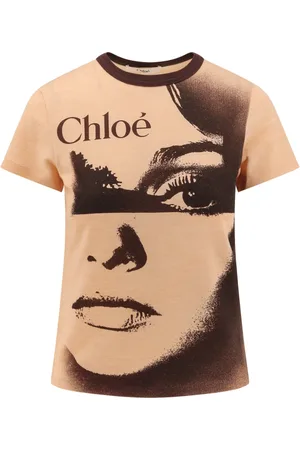 Chloé Tops, Dames, Oranje, S, Wol, Oranje T-shirts en Polos met Ribboord Kraag