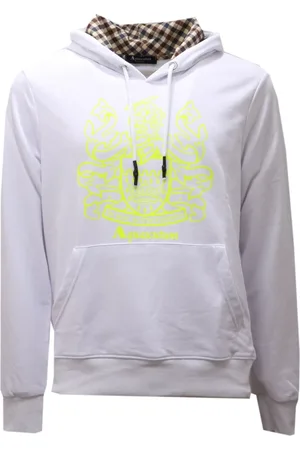 Aquascutum Sweatshirts & Hoodies, Heren, Wit, L, Katoen, Witte Katoenen Hoodie Sweatshirt