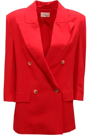 VICOLO Jassen, Dames, Rood, S, Wol, Dubbelbreasted wollen jas