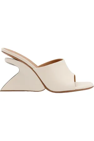OFF-WHITE Schoenen, Dames, Wit, 36 EU, Metalen Detail Wig Sandalen
