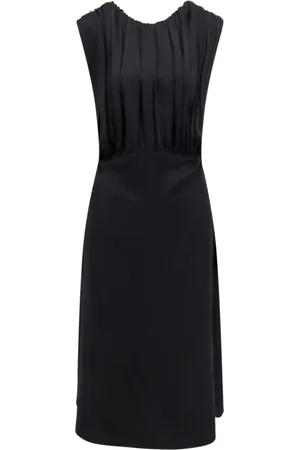 Jil Sander Kleedjes, Dames, Zwart, L, Zwarte Gedrapeerde Jurk Ritssluiting