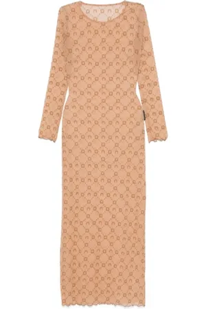 Marine Serre Kleedjes, Dames, , S, Mesh Jurk met Monogram