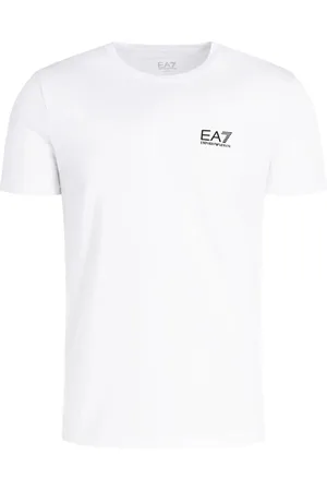 EA7 Tops, Heren, Wit, S, Katoen, Minimalistisch T-shirt met korte mouwen