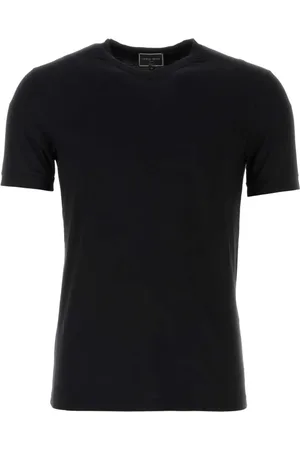 Giorgio Armani Tops, Heren, Zwart, L, Stretch Viscose T-shirt