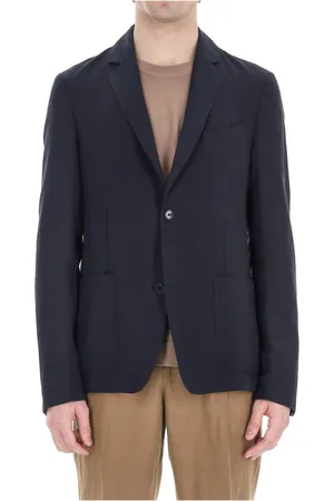 OFFICINE GENERALE Jassen, Heren, Blauw, L, Blauwe Jassen Twee-Knoop Monopetto Stijl