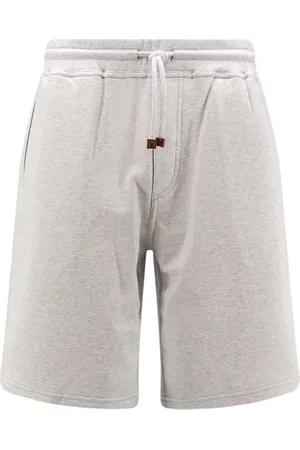 Brunello Cucinelli Korte broeken, Heren, Grijs, L, Katoen, Grijze Shorts met Verstelbare Taille