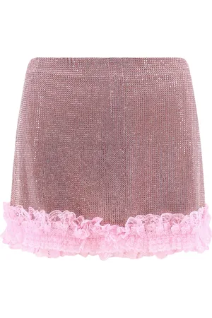 Self-Portrait Rokken, Dames, Roze, XS, Polyester, Roze Kant Ruche Rok