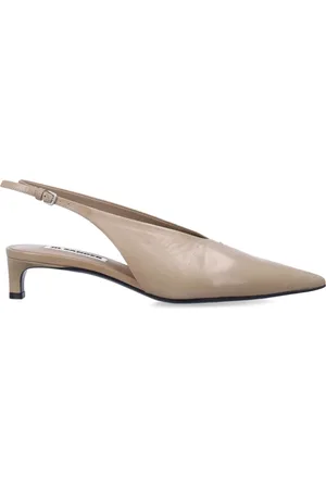 Jil Sander Schoenen, Dames, , 38 EU, Leer, Donkerzandkleurige Slingback Pumps