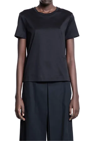 Max Mara Tops, Dames, Zwart, M, Katoen, Zwart T-Shirt met Geborduurd Logo