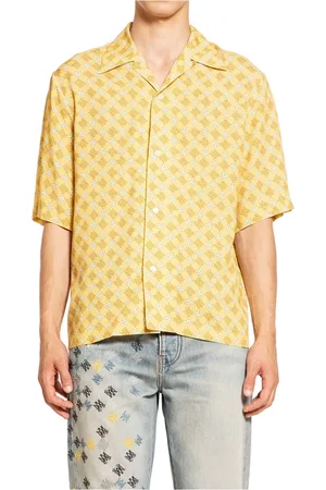 AMIRI Overhemden, Heren, Geel, S, Quad Camp Shirt Champagne Print