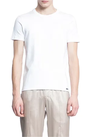 Tom Ford Tops, Heren, Wit, S, Katoen, Ronde Hals Logo T-Shirt