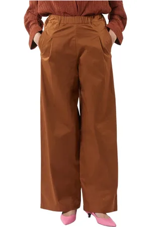 Silvian Heach Broeken, Dames, Bruin, XS, Polyester, Wijde broek met elastische taille