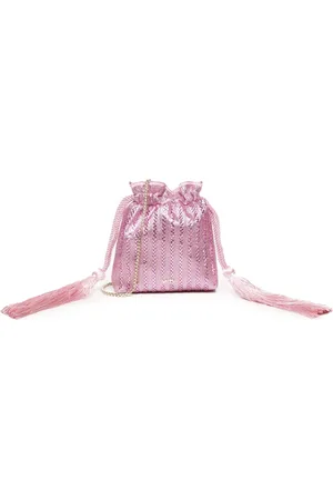 V°73 Tassen, Dames, Roze, ONE Size, Satijn, Lila Satijnen Mini Tas met Stenen