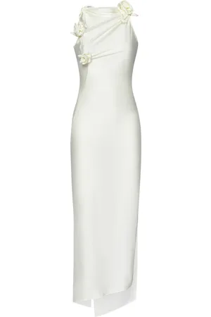 COPERNI Kleedjes, Dames, Wit, M, Witte Jurk met Geknoopte Stofbloemen