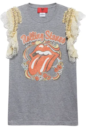 ANIYE BY Tops, Dames, Veelkleurig, 2Xs, Katoen, Rockstijl Lace Stones T-shirt