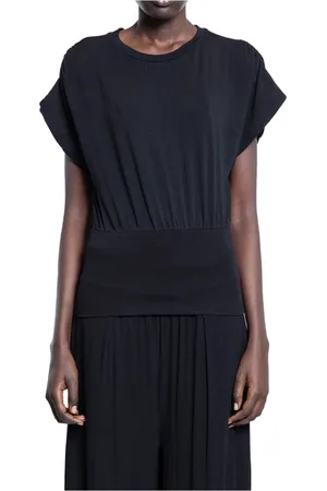 THOM KROM Tops, Dames, Zwart, XS, Katoen, Zwarte Katoenen Ronde Hals Top