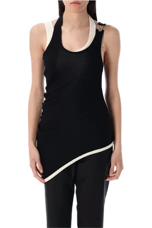 Jean Paul Gaultier Tops, Dames, Zwart, M, Katoen, Zwarte Asymmetrische Tanktop