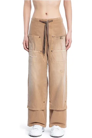 KAPITAL Broeken, Heren, Bruin, S, Katoen, Verontruste Canvas Baggy Broek