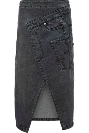 J.W.Anderson Rokken, Dames, Grijs, S, Denim, Grijze Denim Wikkelrok