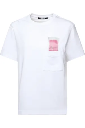 Jacquemus Tops, Heren, Wit, L, Katoen, Witte Katoenen T-shirt met Borstzak